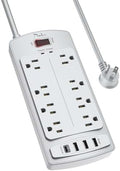 Surge Protector Power Strip - Nuetsa Flat Plug Extension Cord with 8 Outlets and 4 USB Ports, 6 Feet Power Cord, 2700 Joules, ETL Listed, Grey by Nuetsa