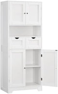 Iwell Tall Storage Cabinet with Adjustable Shelf & 2 Drawers, Kitchen Pantry Cabinet, Pantry Cabinets with 4 Doors, Tall Cabinets for Living Room, Kitchen, Bathroom, White by IWELL