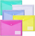 10 Pack Plastic Envelopes for Documents, Clear Folders with Label Pockets, 5 Colors 2 Each, Clear Poly File Folders Letter Size/A4, Hook and Loop Closure,Document Envelopes for School Office Home by AOGELI