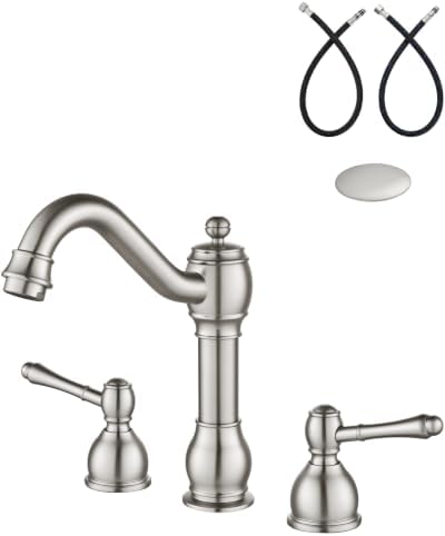 Aolemi Widespread Bathroom Sink Faucet 3 Hole Metal Lever Brushed Nickel by Aolemi