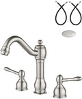 Aolemi Widespread Bathroom Sink Faucet 3 Hole Metal Lever Brushed Nickel by Aolemi