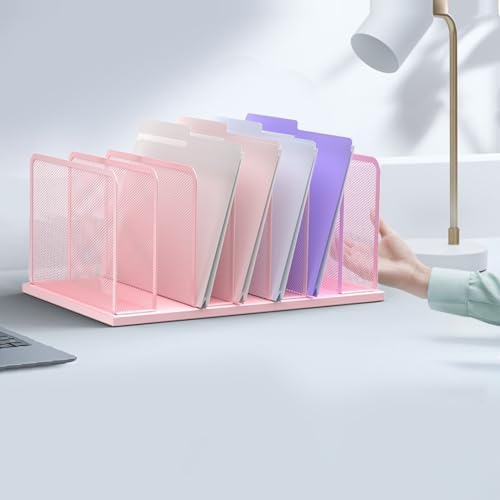 Kuntine.B 7-Section Upright Desk File Organizer Pink 2 Pack - Image 6