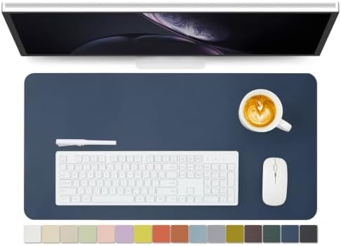 Leather Desk Mat - Non-Slip PU Desk Pad for Office and Home - Desk Organization and Accessories - Ideal for Large Mouse Pad and Desk Mats on Top of Desks (Dark Blue,27.6"x 13.8") by HOMIEAZICOZI