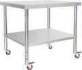 KUARBARR Stainless Steel Table for Prep & Work with 4 Caster Wheels with Undershelf 30 x 36 NSF Metal Commercial Kitchen Adjustable Under Shelf Worktable for Restaurant Home Outdoor by KUARBARR