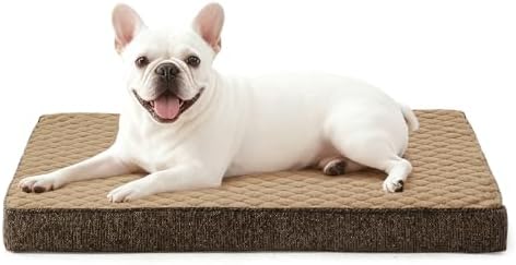 JOEJOY Orthopedic Dog Bed for Small Dogs, Washable Dog Crate Bed Small Sized with Removable Cover, Egg Memory Foam Pet Beds, Brown, 23"x17" by JOEJOY