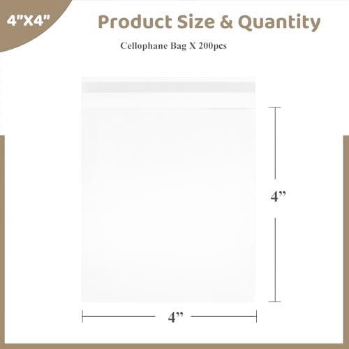 WIKDAY 200PCS Cookie Bags 4x4 Inches Clear Self Sealing Cellophane Bags - Image 6