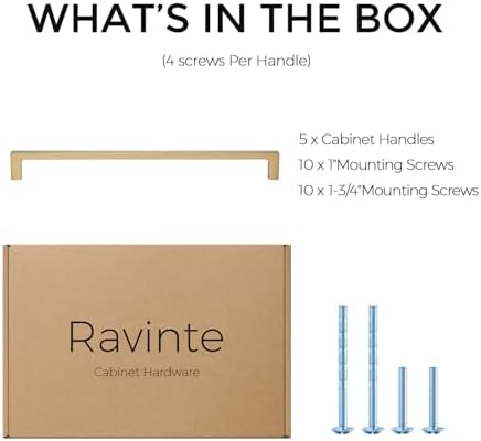 Ravinte Champagne Bronze Kitchen Square Cabinet Handles 10 Inch 5 Pack - Image 7