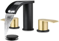 gotonovo Waterfall Bathroom Faucet 3 Hole Round Body,Matte Black&Gold by HOME