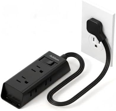Addtam Flat Plug Power Strip with 6 Outlet Extender, 1 FT Extension Cord Flat Wall Plug with Multiple Outlets, No Surge Protector for Cruise Ship, Travel, Dorm, Home Office, Cruise Essentials, Black by Addtam