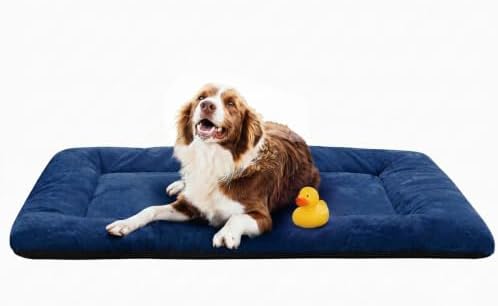Dog Crate Pad Washable Dog Bed for Crate Large Cozy Mat 48-Inch Navy Blue by VERZEY