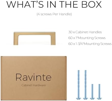 Ravinte Champagne Bronze Kitchen Square Cabinet Handles 3 Inch 30 Pack - Image 7