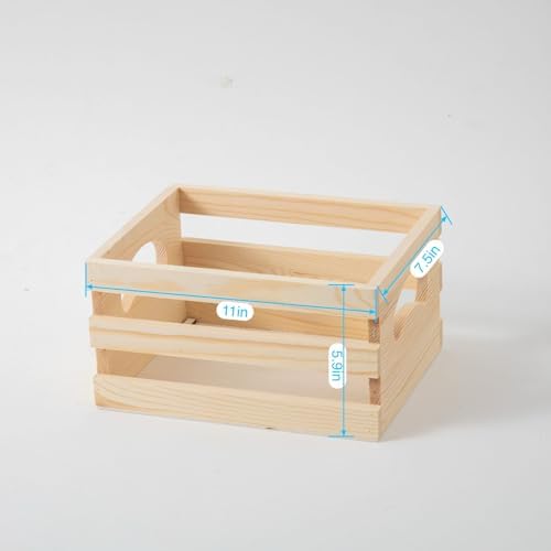Set of 3 Rustic Wooden Nesting Crates with Handles, Decorative Wood Crates, Crate Box Wooden Storage Box for Kitchen, Office, Bedroom, Closet, Rustic Country Decor(Large Size 13.4x9.8x6.7 in) - Image 5