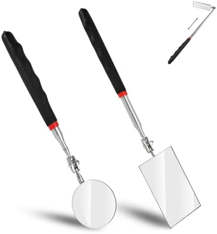 Telescoping Auto Inspection Mirror, 360° Swivel Mechanic Mirror Tool with Long Handle, Rectangular Round Extendable Mirror on a Stick for Technicians, Car Repair, Contractors, Home Inspection by LEONTOOL