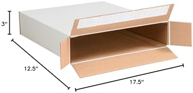 Aviditi 12317SSFOL Self-Seal Side Loading Corrugated Cardboard Box 12 1/2" L x 3" W x 17 1/2" H, White, for Shipping, Packing and Moving (Pack of 25) - Image 5