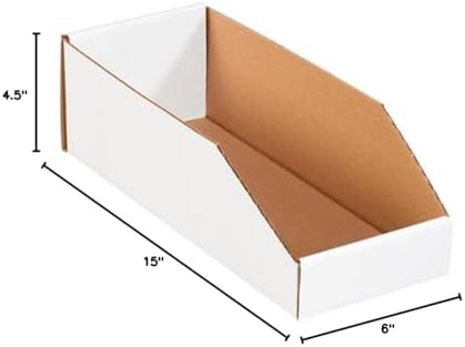 Box USA BBINMT615 Open Top Bin Boxes, 6" x 15" x 4 1/2", Oyster White (Pack of 50) - Image 5
