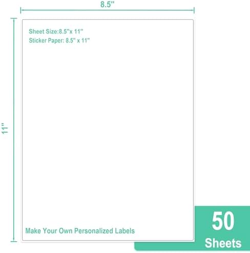 L LIKED 50 Full Sheet Self Adhesive Sticker Paper 8.5 x 11 Inches, Address Labels for Laser & Inkjet Printing (50 Sheets) - Image 2