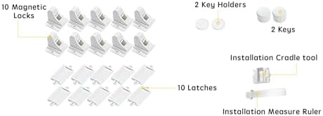 Vmaisi Adhesive Magnetic Locks for Cabinets & Drawers (10 Locks and 2 Keys) - Image 3