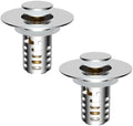 2PCS Bathroom Sink Drain Strainer Universal Metal Hair Catcher, Chrome by GreatHomeEssentialsforYou