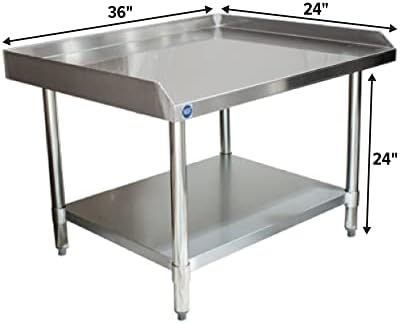 Stainless Steel Equipment Grill Stand with Adjustable Undershelf | Heavy Duty 18-Gauge Top | NSF Certified for Commercial Kitchen, Utility, and Foodservice (24" x 36") - Image 2