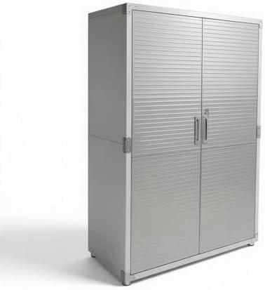 UltraGarage Heavy-Duty Metal Storage Cabinet, Industrial Grade Steel Construction with Slatted Doors, Lock Keys,Professional Garage Organization System (Granite, 48" W x 24" D x 72" H) by Unknown