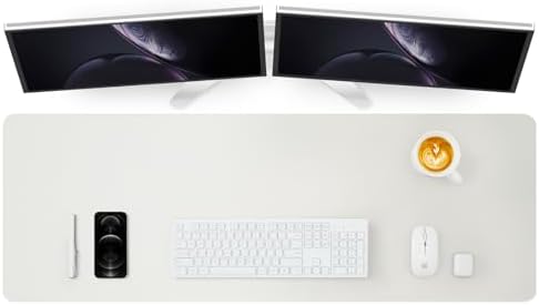 Large Desk Mat - 47.2"x 17" Non-Slip PU Desk Pad for Office and Home - Ideal for Large Mouse Pad and Desk Mats on Top of Desks(White) by HOMIEAZICOZI