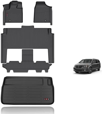 KELCSEECS All Weather Floor Mats & Cargo Liner Set Fit for 2011-2021 Dodge Grand Caravan 7 Seat Car Mats TPE Floor Liners Grand Caravan Accessories by KELCSEECS