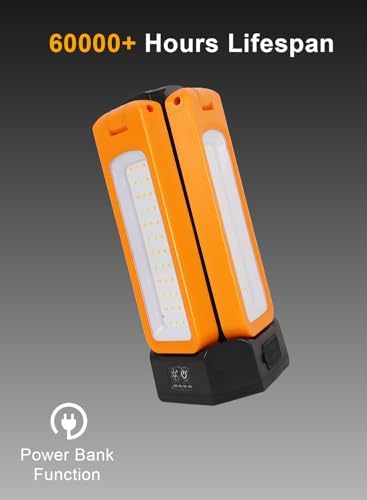 12000mAh Rechargeable LED Work Light with 74.8" Tall Stand, 2000/2500/3000 Lumens, Portable Cordless Work Light, 3000K/4500K/6000K Dimmable Camping Light with Detachable Tripod, Bag Included, Orange - Image 2