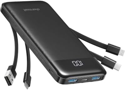 charmast Portable Charger Power Bank with Reinforced Built-in 4 Cables by charmast