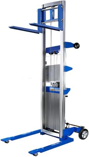 440 lbs Material Lift Winch Stacker, 122" Lift HeightAdjustable Straddle Hand Winch Lift Truck, Material Lifts for Warehouse, Factory, Library, Logistics by Unknown