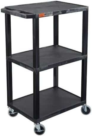 Luxor UCPL1 42"H 3-Shelf Utility Cart - Black by LuxorWorkspaces