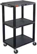 Luxor UCPL1 42"H 3-Shelf Utility Cart - Black by LuxorWorkspaces