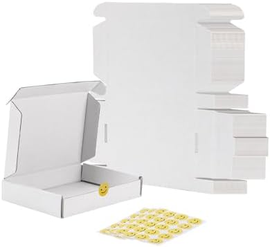 RLAVBL 6x4x1 Shipping Boxes Set of 50, White Corrugated Cardboard Box for Packing, Mailing, Business by RLAVBL