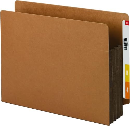 Smead End Tab Pocket, Reinforced Straight-Cut Tab, 3-1/2" Expansion, Extra Wide Letter Size, Redrope with Dark Brown Gusset, 10 per Box (73681) (Pack of 5) by SMEAD