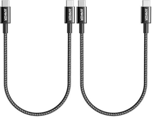 Anker USB C to USB C Cable, Type-C 60W Fast Charging Cable (1FT, 2Pack) for iPhone 17 Series, iPad mini 6 and More (Black) (Pack of 2) by Anker