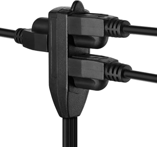Maximm 15 Ft Flat Plug Extension Cord, 3-Outlet, Angled Plug, Black, UL - Image 4