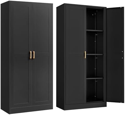 Steeloong 60"Metal Pantry Storage Cabinet with Doors & 4 Adjustable Shelves by Steeloong