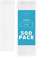 2" x 8" Zip Bags, 500 Pack, 2 Mil, Reclosable for Incense Packaging, GPI by GPI