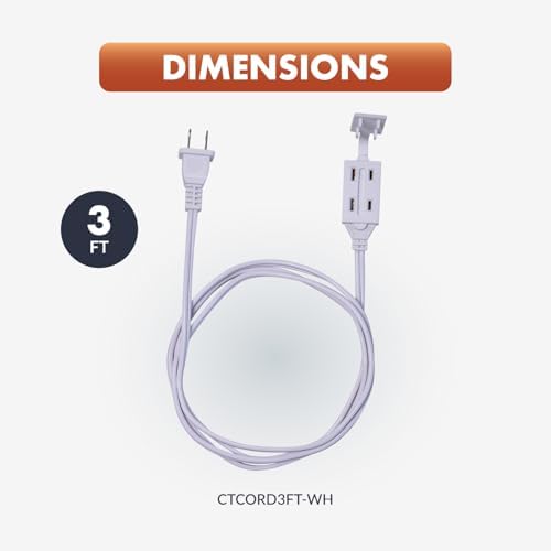Newhouse Electric 3-Foot 2-Prong Indoor Outlet Extension Cord with Tamper Guard CTCORD3FT-WH, Slim Indoor Extension Cord and Cube Tap for Home Essentials, Apartments, and Home Improvement Projects - Image 2