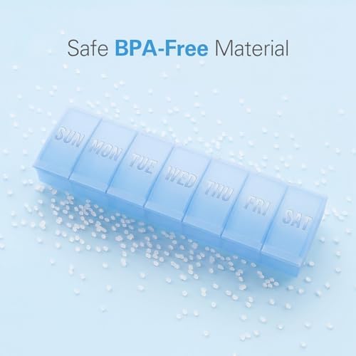 Barhon Large Weekly Pill Organizer, Big Vitamin Organizer Case for 7 Day, Travel Medicine Pill Box to Hold Various Supplements and Fish Oil, Sky Blue - Image 5