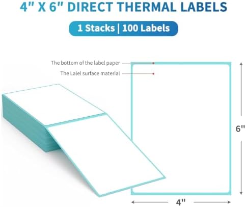 9527 Product Fanfold 4 x 6 Direct Thermal Labels with Blue Background Paper Perforated Shipping Labels for Thermal Printers, 100 Label per Stack, 1 Stack - Image 2
