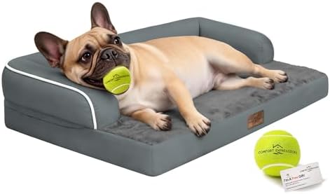 Comfort Expression Washable Dog Bed with Bolster for Medium to Large Dogs by ComfortExpression