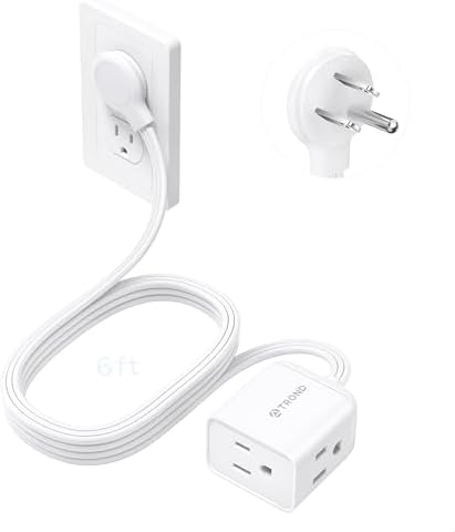 TROND Rightward Flat Plug Extension Cord 6ft for Small Tight Spaces, White by TRONDOfficial