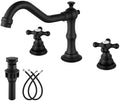 gotonovo Bathroom Faucet 3 Hole Vintage, Matte Black, H C Label by HOME