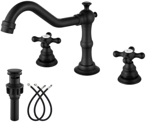 gotonovo Bathroom Faucet 3 Hole Vintage, Matte Black, H C Label by HOME
