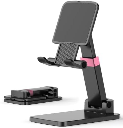 Phone Stand for Desk Cellphone Holder Height Angle Adjustable Stands, Anti-Slip Base, Compact Design for iPhone Android Devices,Black,1Pack by Meizigua