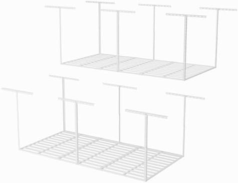 SunsGrove 4x8 Garage Storage Overhead Rack Organization, Adjustable Ceiling Mounted Storage Racks, 800LBS Weight Capacity, 22"-40" Ceiling Dropdown, 2 Pcs, White by SunsGrove