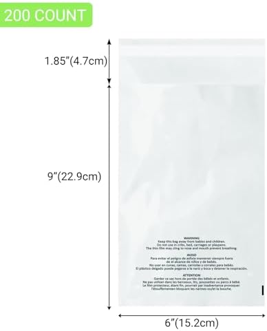 Belinlen 300 Count 6x9 Inch Self Seal Clear Poly Bags - Image 2