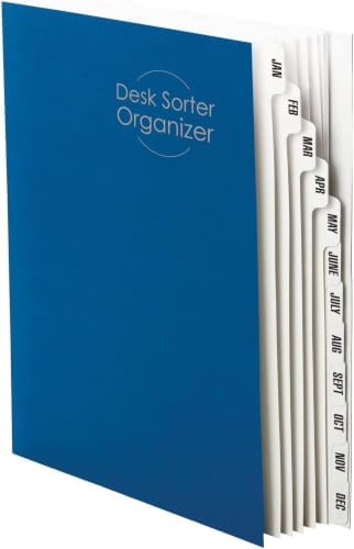 Smead Desk File/Sorter, Monthly (Jan-Dec), 12 Dividers, Letter Size, Dark Blue (89286) (Pack of 5) by SMEAD