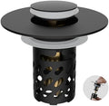 Universal Metal Bathroom Sink Stopper with Hair Catcher Strainer, Black by iFealClear