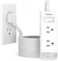 Addtam Flat Plug Power Strip with 6 Outlet Extender, 25 FT Extension Cord Flat Wall Plug with Multiple Outlets, No Surge Protector for Cruise Ship, Travel, Dorm, Home Office, Cruise Essentials, White by Addtam